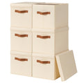 Storage Bins with Lids (Beige / L(6-Pack))