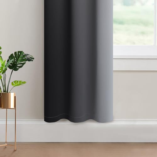 Ombre Curtains Black and Greyish White for Living Room (42"W x 72"L (Pack of 2) / Black)