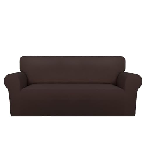 Super Stretch Sofa Slipcover (Medium-XL Oversized Loveseat / Chocolate)