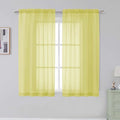 Rod Pocket Top Solid Voile Sheer Curtains for Bedroom (Lemon / 42"W x 54"L (Pack of 2))