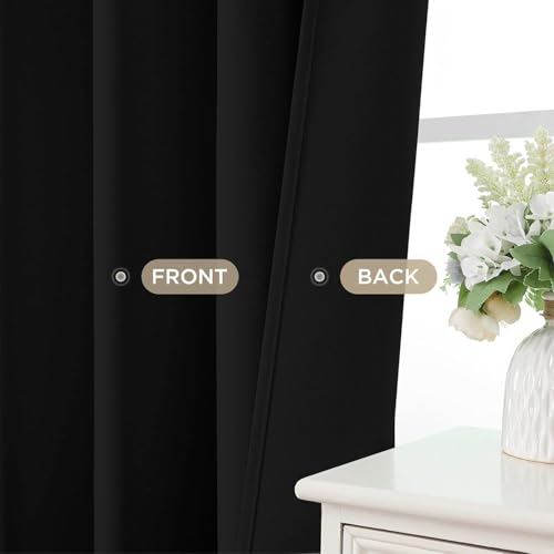 Black Blackout Curtains 45 inch Length 2 Panels Set (Black / 52"W x 45"L (Pack of 2))