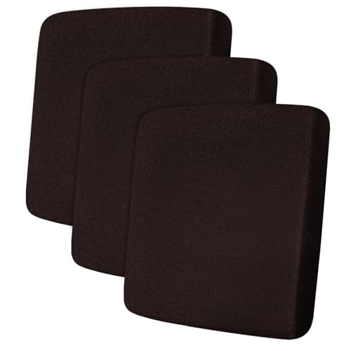 Leather Look Couch Cushion Covers Sofa Seat Slipcovers Sets Couches Furniture Protector for Sectional Armchair Loveseat Pets Kids Stretch Spandex Fabric (3 Cushion Sofa / 05 Chocolate)