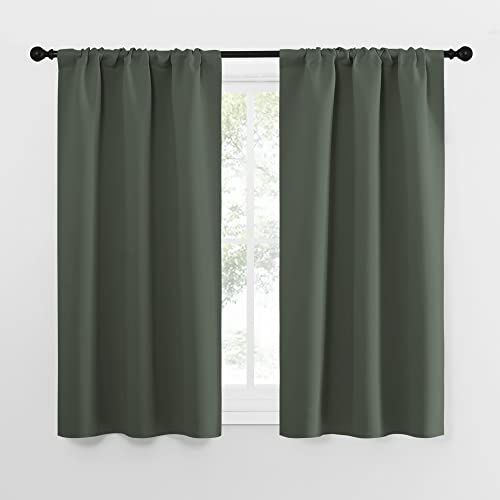 Bedroom Curtains Blackout Draperies (Dark Mallard / 34"W x 54"L (Pack of 2))