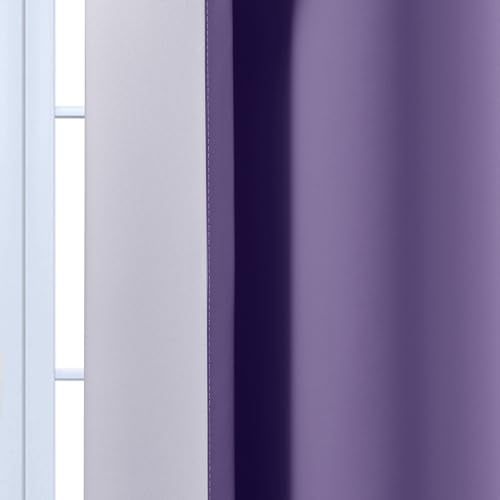 Ombre Curtains Lavender Purple and Greyish White for Living Room 63 (52"W x 63"L (Pack of 2) / Lavender Purple)