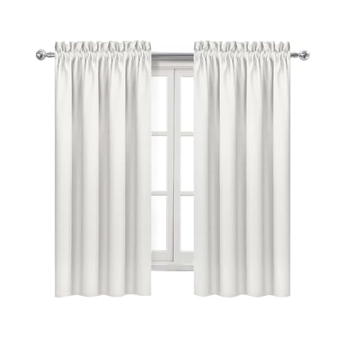 Blackout Curtains for Bedroom Living Room 38 x 63 Inch Long Ivory (Ivory / 38"W x 63"L (Pack of 2))