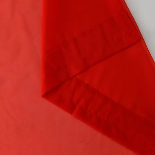 Sheer Red Curtains 4 Panels Rod Pocket Semi (Red / 52"W x 72"L (Pack of 4))