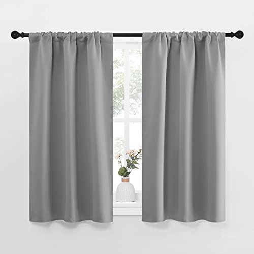 Short Room Darkening Curtains for Kitchen (Silver Grey / 34"W x 45"L (Pack of 2))