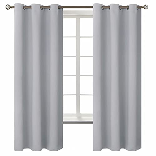 Light Grey Room Darkening Curtains 63 Inch for Bedroom (Light Grey / 42"W x 63"L (Pack of 2))
