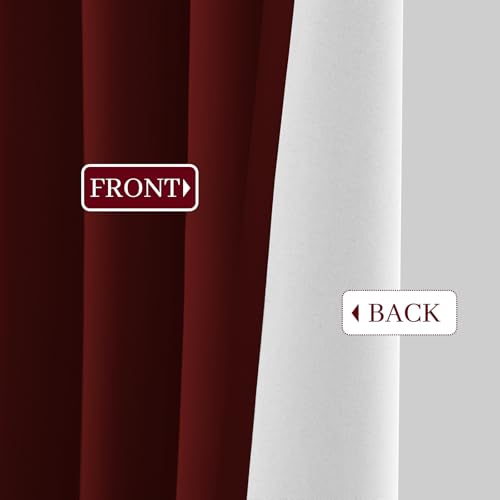100% Blackout Curtains 52x96 inch Burgundy Red Window Drape (Burgundy Red / 52"W x 96"L (Pack of 2))