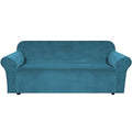 Stretch Velvet Sofa Covers Large Couch Covers Sofa Slipcovers Furniture Protector Soft with Non Slip Elastic Bottom (Peacock Blue / XL Sofa)