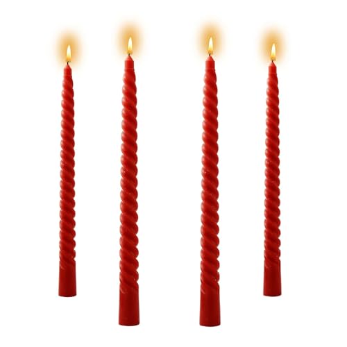 4 Pack 10 Inch Gradient Color Spiral Taper Candles for Wedding (10 in / Red)