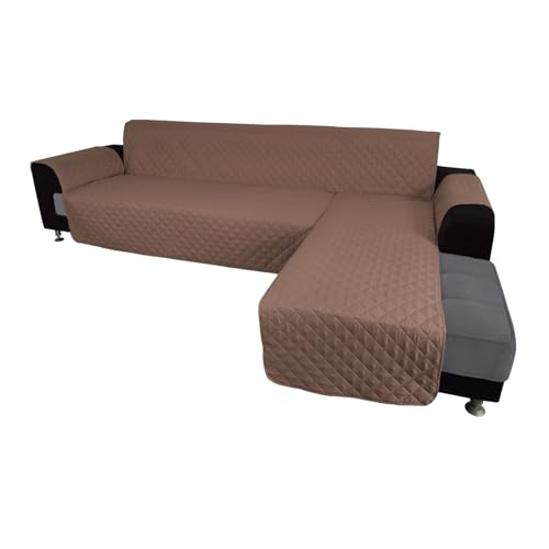 Reversible L Shape Sectional Couch Cover (Large / Brown/Brown)