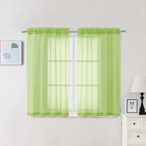 Sheer Curtains 54 Inch Long 2 Panels Set (Lime / 42"W x 54"L (Pack of 2))