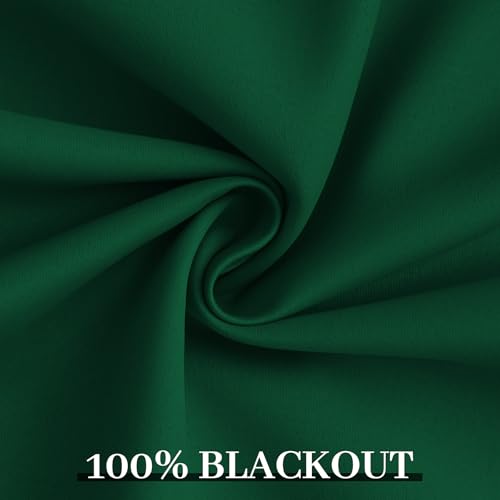 100% Blackout Curtains 52x84 inch Dark Green Window Drapes (Dark Green / 52"W x 84"L (Pack of 2))