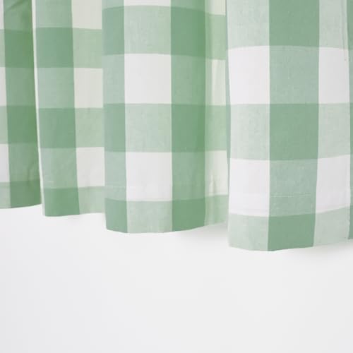 Short Christmas Curtains For Windows Treatment Buffalo Check Plaid Valances Gingham 2 Pack Tiers Rod Pocket Green and White Decor Curtains Over Sink For Kitchen (34"W x 16"L (Pack of 2) / Green and White)