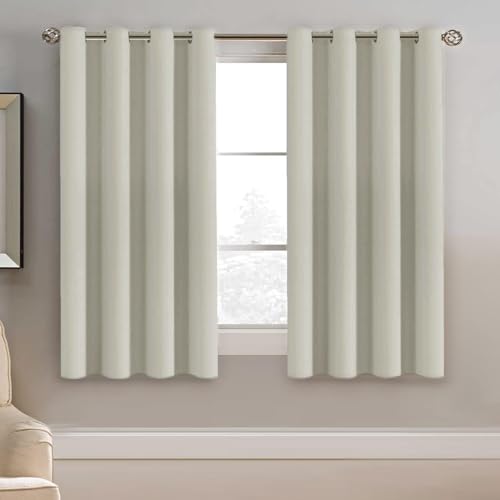 Blackout Curtain for Living Room Thermal Insulated Window Treatment Curtain 54 inch Length Energy Saving Solid Grommet Top Blackout Drape (52"W x 54"L (Pack of 1) / Pale Oak)