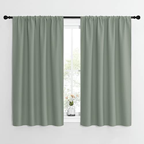 Window Curtains Blackout Drapes (Greyish Green / 42"W x 54"L (Pack of 2))