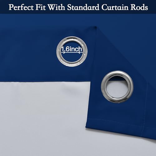 Ombre Royal Blue to Grey White Curtains for Living Room 52Wx84L (52"W x 84"L (Pack of 2) / Royal Blue)