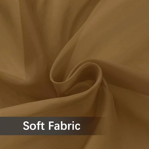 Solid Sheer Rod Pocket Curtain Voile Draperies 2 Panels White Beige Black Grey Ivory 52 Inch Width 90 Inch Long 1 Pair for Kitchen Bedroom Children Living Room Yard (Light Brown / 52"W x 90"L (Pack of 2))