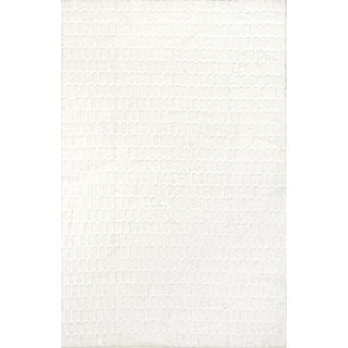 Nia White Geometric Washable Area Rug (Nia White / 7'6" x 9'6" (Rectangular))