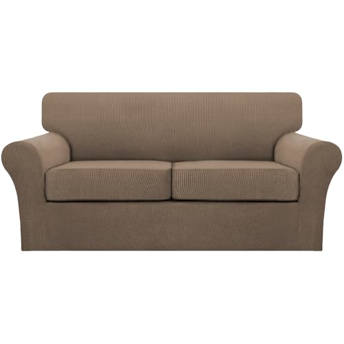 3 Piece Sofa Covers for 2 Cushion Couch Sofa Slipcover Soft Couch Cover for Dogs (Sofa (2 Cushion) / Macchiato)