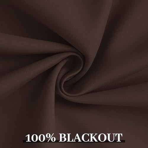 100% Blackout Curtains 52x96 Chocolate Brown Window Drapes (Chocolate Brown / 52"W x 96"L (Pack of 2))