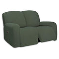 Super Stretch Loveseat Recliner Sofa Couch Cover with Pocket (Medium Recliner Loveseat / Grayish Green)