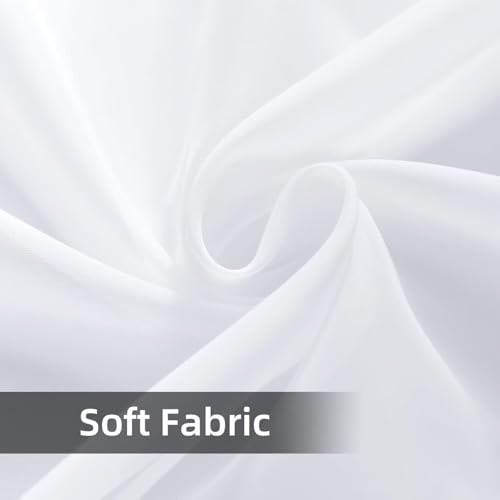 Solid Sheer Rod Pocket Curtain Voile Draperies 4 Panels White Beige Black Grey Ivory 52 Inch Width 90 Inch Long 1 Pair for Kitchen Bedroom Children Living Room Yard (White / 52"W x 90"L (Pack of 4))