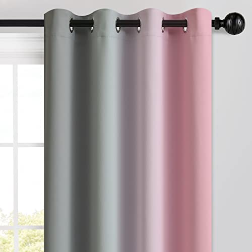 Pink and Grey Blackout Curtains (52"W x 54"L (Pack of 2) / Pink and Grey)