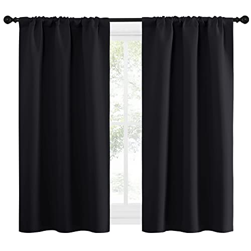 Black Out Curtain Panels for Kitchen (Black / 34"W x 54"L (Pack of 2))