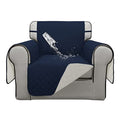 Double Protection 100% Waterproof Chair Sofa Cover for Living Room (Navy/Ivory / Chair Small)