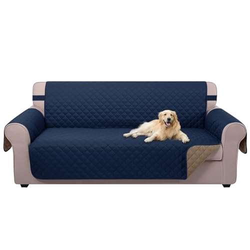 Large Sofa Cover Reversible Couch Cover for Dogs (Navy/Taupe / 78"sofa Xl - Xl Large)