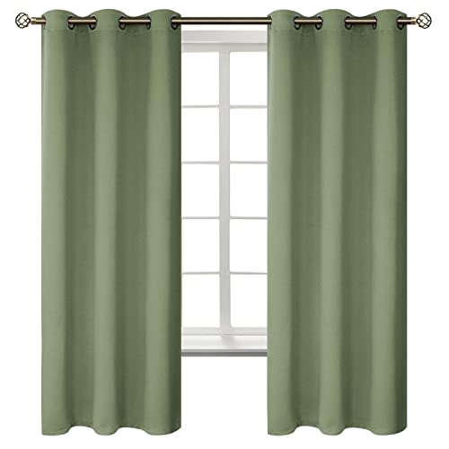 Grass Green Blackout Curtains for Bedroom 63 Inch Long (Grass Green / 42"W x 63"L (Pack of 2))