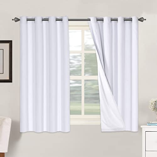 100% Blackout Linen Curtains 54" L 2 Panels Bright White (Bright White / 52"W x 54"L (Pack of 2))