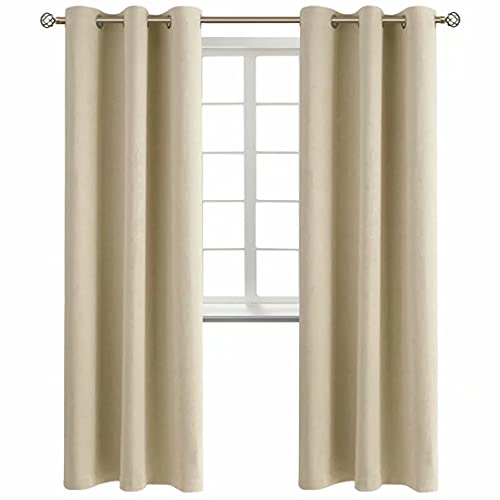 Beige Room Darkening Curtains 84 Inch for Living Room (Beige / 42"W x 84"L (Pack of 2))