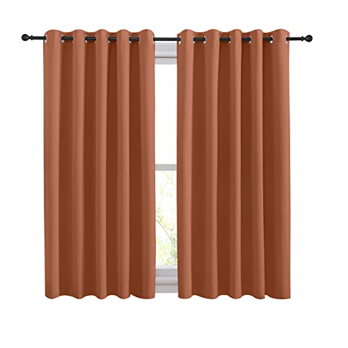Thermal Insulated Burnt Orange Curtains Blackout Draperies (Burnt Orange / 70"W x 54"L (Pack of 2))