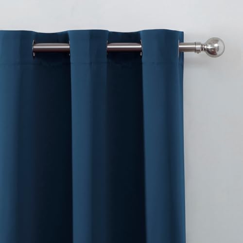Blackout Curtains 66 x 54 Inch Long Navy Blue Curtains Set of 2 Panels Room Darkening Curtains for Bedroom and Living Room (Navy / 66"W x 54"L (Pack of 2))