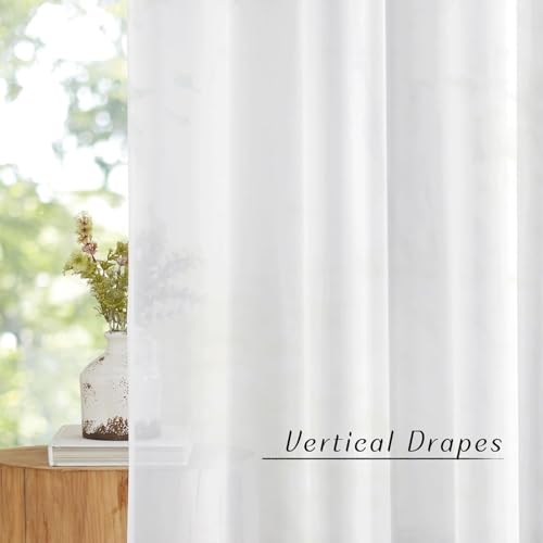 White Sheer 54 inch Length Curtains (White / 30"W x 54"L (Pack of 2))