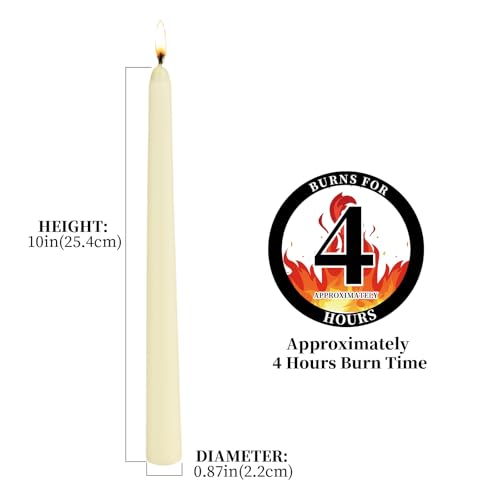 0.87×10 Inch Ivory Taper Candles (Ivory)