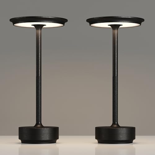 2 Pack Rechargeable Table Lamps Cordless (Diamond Black-2)