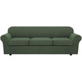 4 Piece Stretch Sofa Covers for 3 Cushion Couch Covers for Living Room Furniture Slipcovers (Large Plus / Bronze Green)