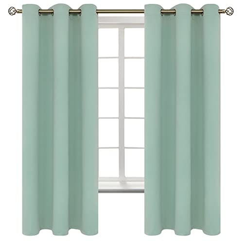 Frosty Green Room Darkening Curtains 63 Inch for Bedroom (Frosty Green / 42"W x 63"L (Pack of 2))
