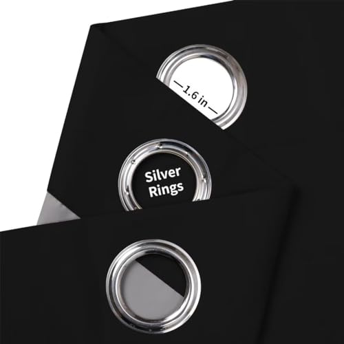 Blackout Curtains 108 Inches Long (Bright Black / 52"W x 108"L (Pack of 2))