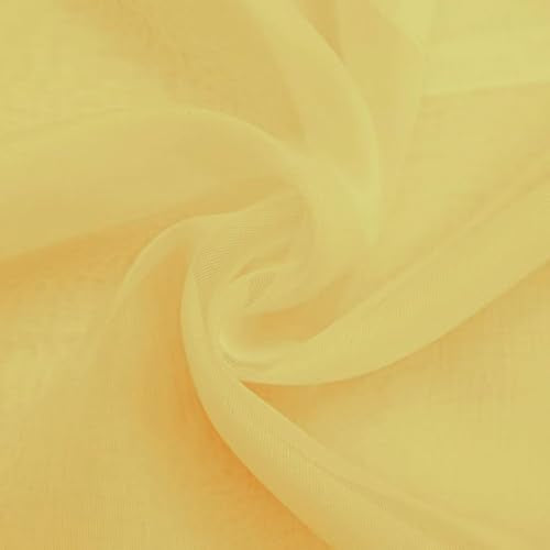 Sheer Voile Window Treatment Rod Pocket Curtain Panels for Kitchen Bedroom Living Room Drapes Sunlight Filtering Privacy Semi Home Decor Assorted Colors Sizes (Yellow / 52"W x 84"L (Pack of 2))