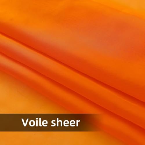 Solid Sheer Rod Pocket Curtain Voile Draperies 2 Panels Orange Beige Black Grey Coffee 38 Inch Width 72 Inch Long 1 Pair for Kitchen Bedroom Children Living Room Yard (Orange / 38"W x 72"L (Pack of 2))