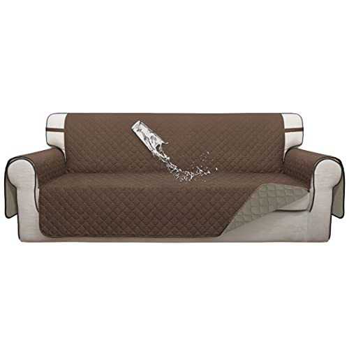 Double Protection 100% Waterproof Sofa Covers for Living Room (Brown/Beige / Sofa X Large)
