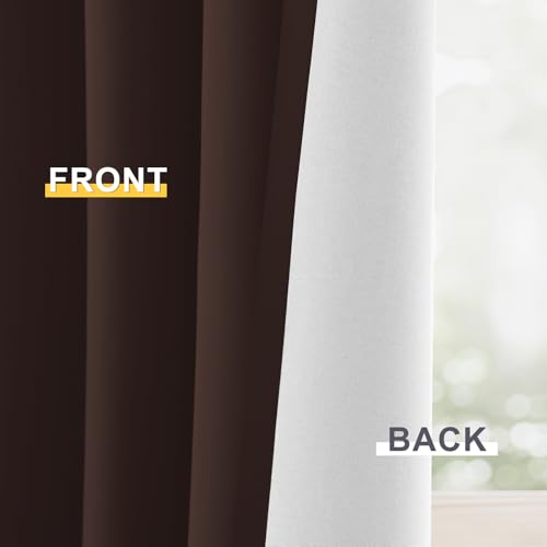 Brown 100% Blackout Curtain Panels 84 inches (50"W x 84"L (Pack of 2) / Brown With White Backing)
