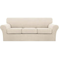 4 Piece Couch Cover Sofa Covers for 3 Cushion Couch Sofa Slipcovers Washable Sofa Cover for Dogs with Individual Couch Cushion Covers Feature Jacquard Fabric (Sofa (3 Cushion) / Biscotti Beige)