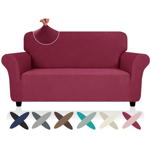 Super Stretch Loveseat Covers (- Wine Red / Medium (57"-70"))