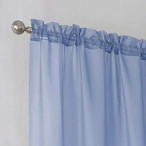 Denim Sheer Curtains 63 Inch Length 2 Panels (Denim / 42"W x 63"L (Pack of 2))